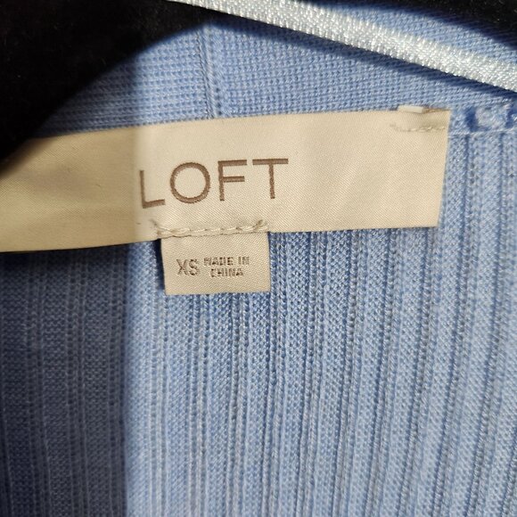 Loft Cardigan Sweater XS Light Blue Open Front Long Cabincore - Picture 1 of 11